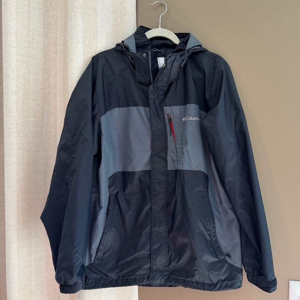 Columbia Interchange Waterproof Black & Gray Hooded Jacket Outdoor Size Medium
